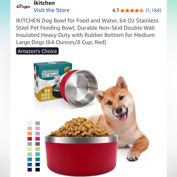 Set of Two Stainless Steel Dog Bowls - Red and Seafoam - Picture 8 of 11